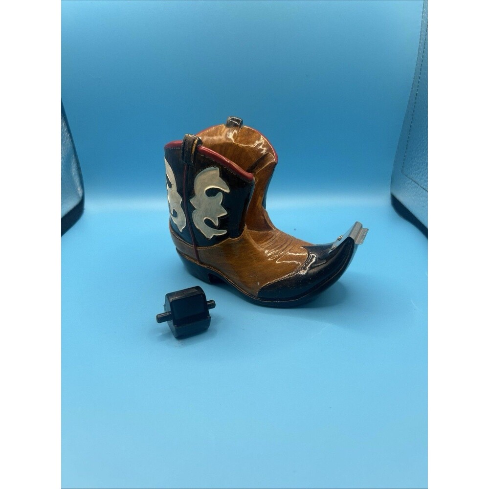 FIGI Vtg Cowboy Western Boot 2001 Rustic Tape Dispenser Ceramic Office (#1011)